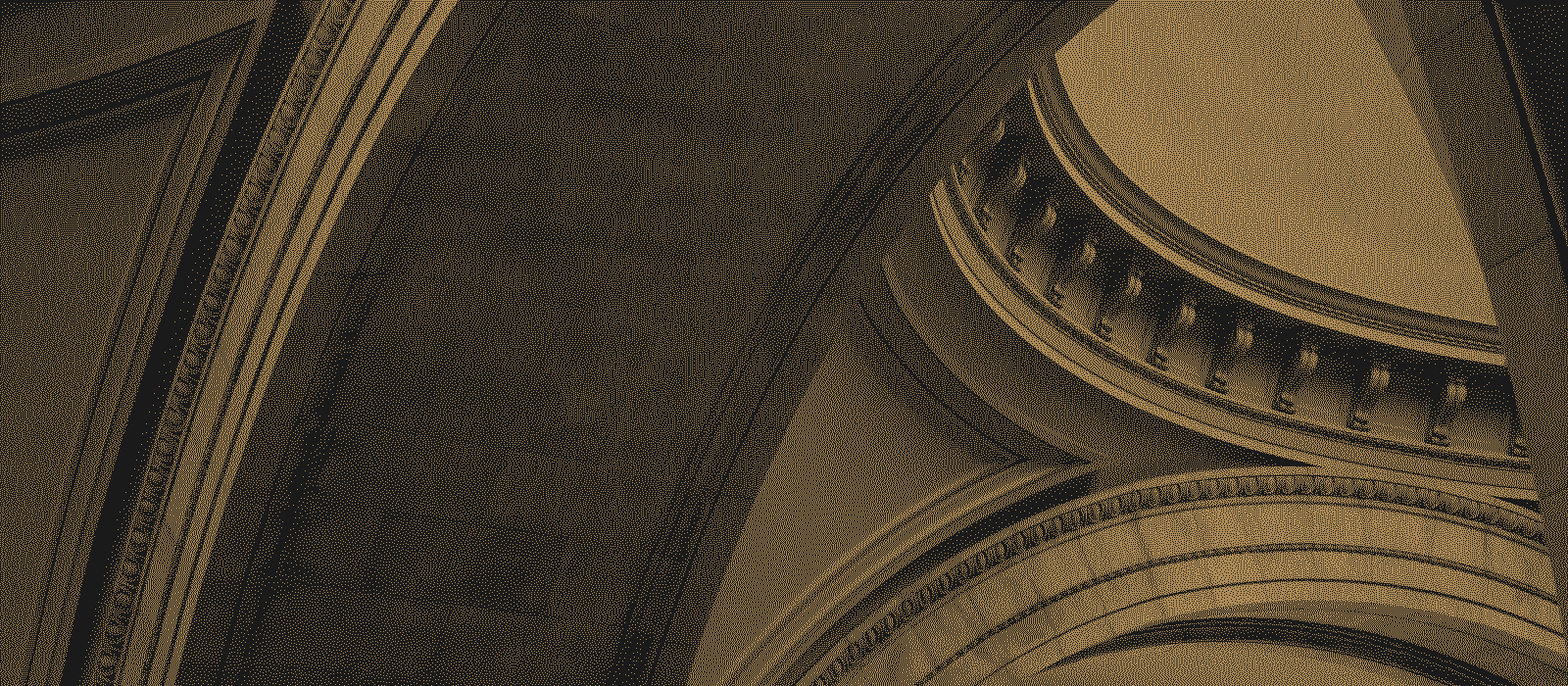 Arches of a classical ceiling, printed in gold dots on black